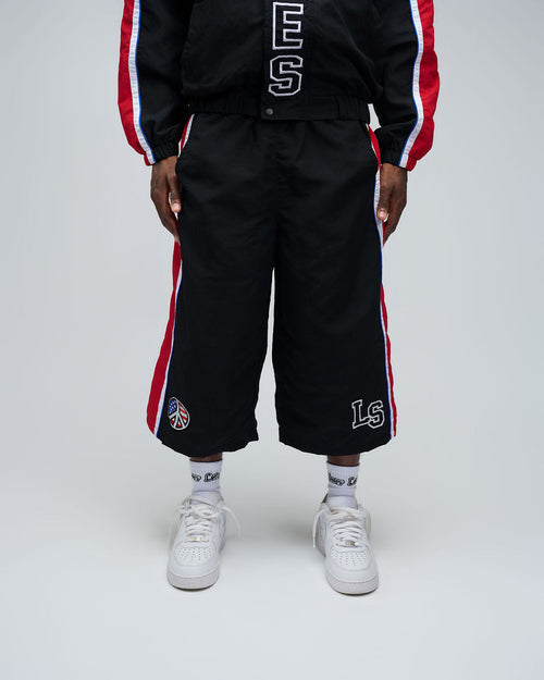 3/4 Nylon Peace Shorts - Black/Red