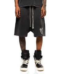 Dark Heart Shorts - Black Acid Wash