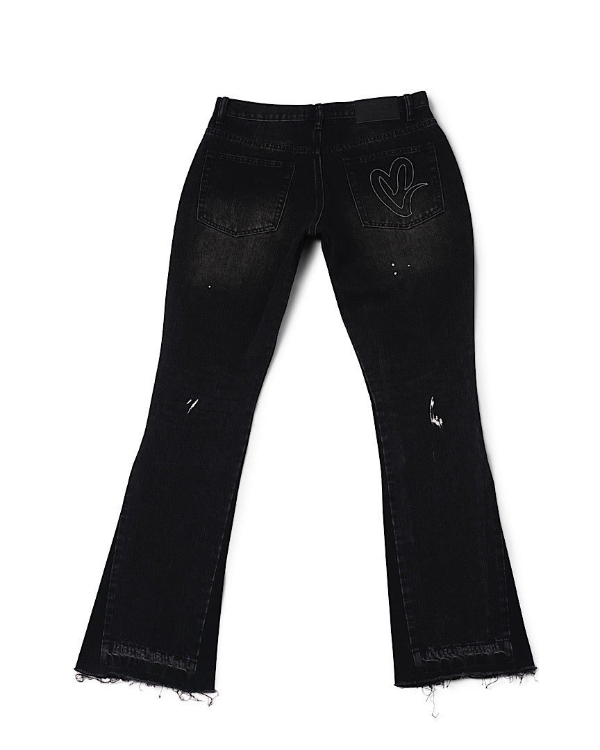 Men's - 201 Black Oil Flared Trust Jeans