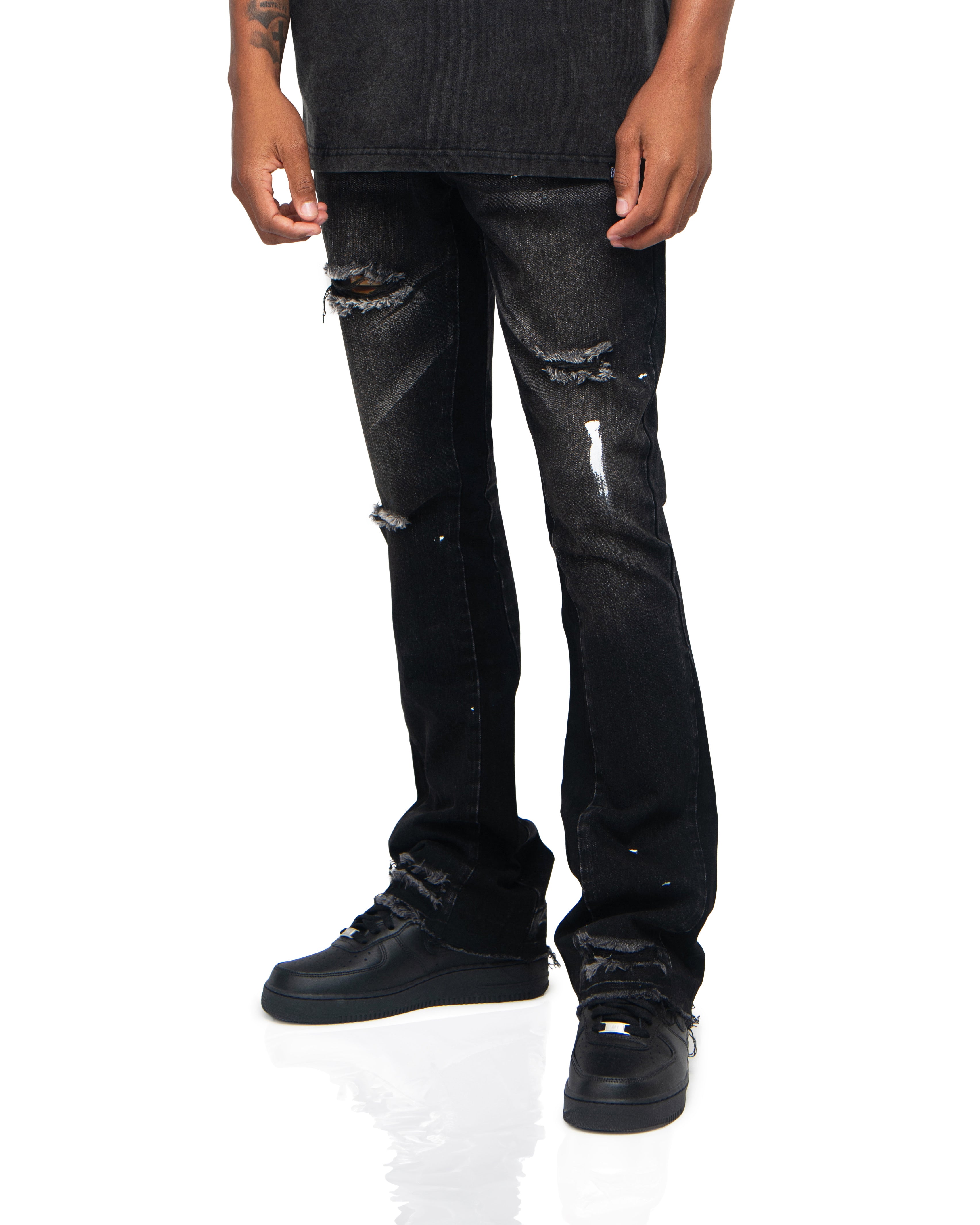 Men's - 201 Black Oil Flared Trust Jeans