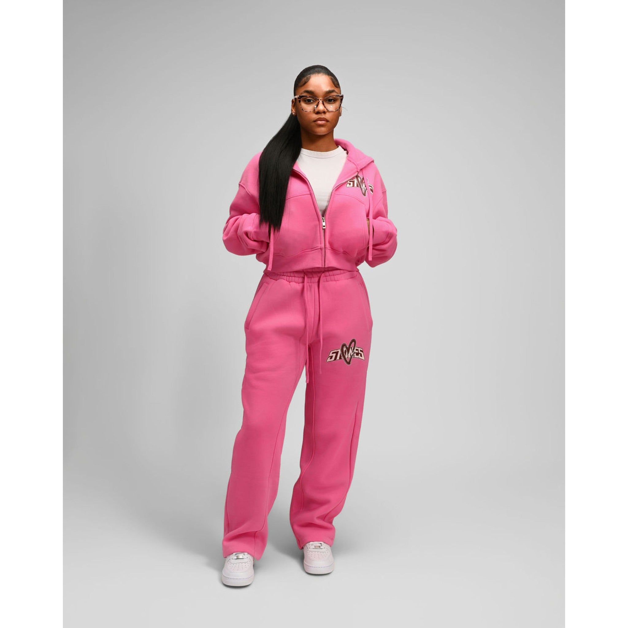 Women Lovestones Rhinestones Heart Set - Pink