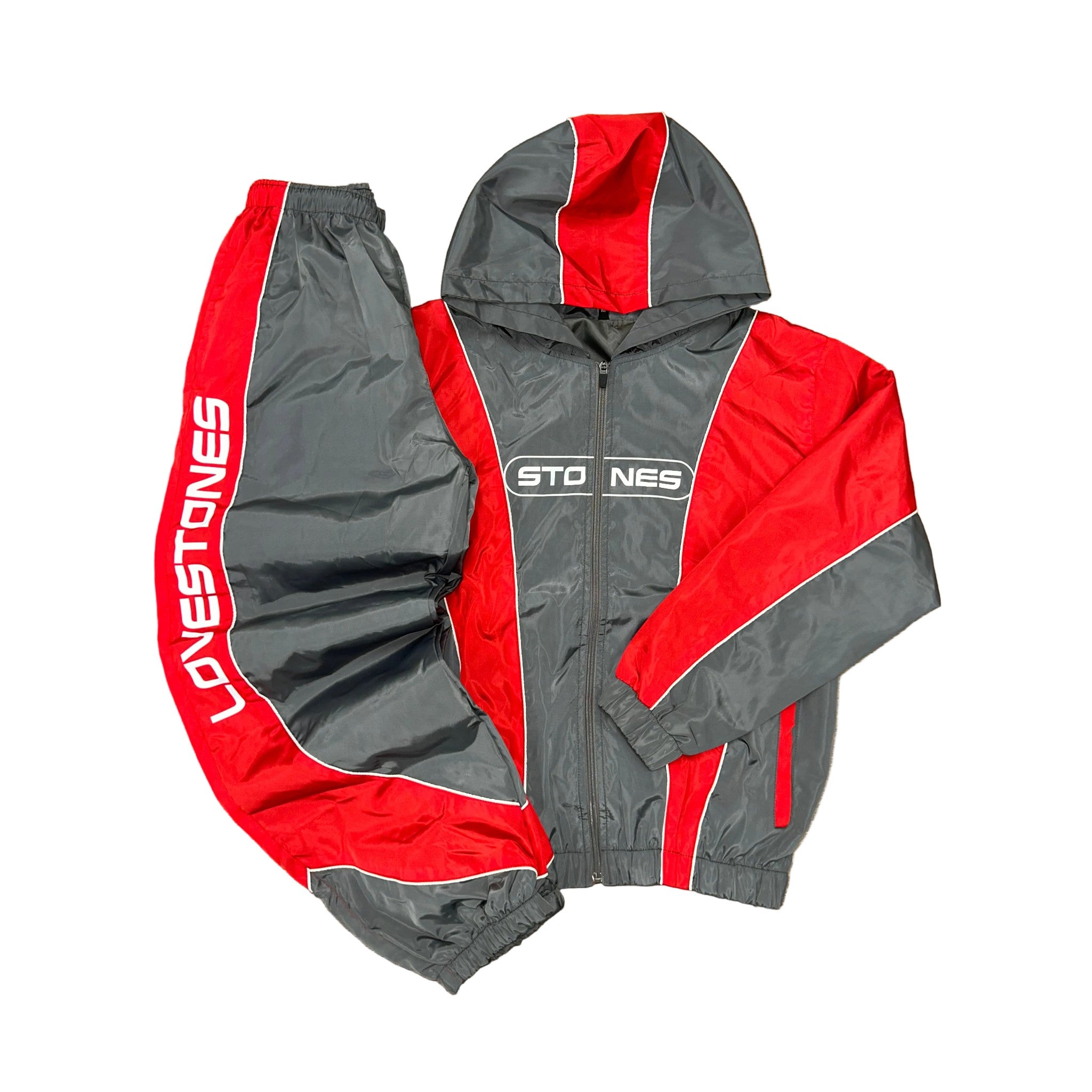 Viper Nylon Windbreaker Set - Red & Grey