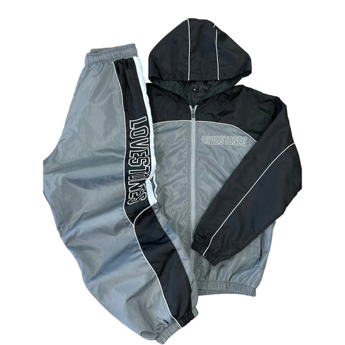 2 Tone Lovestones Windbreaker Set - Grey & Black