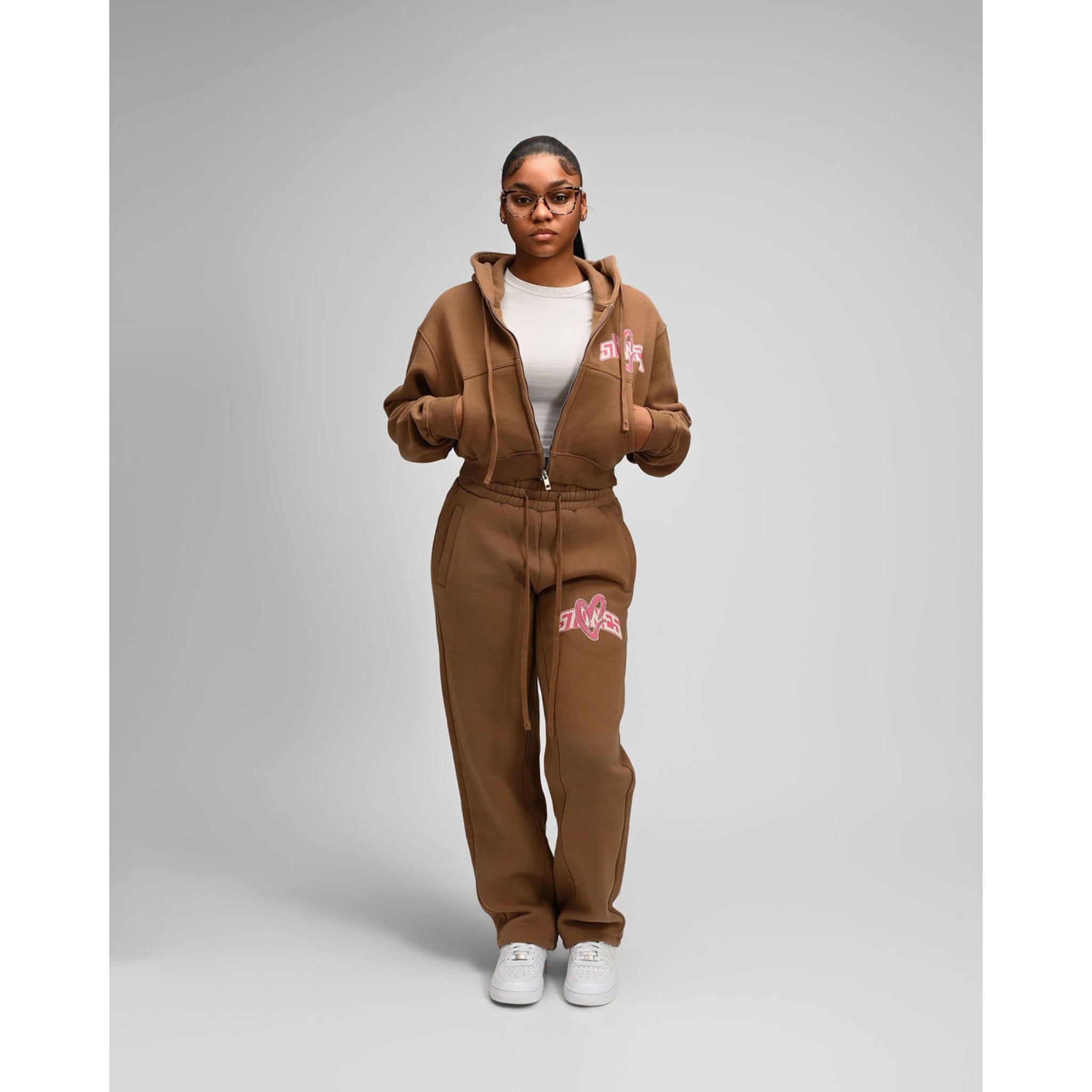 Women Lovestones Relaxed Rhinestones Set - Tan